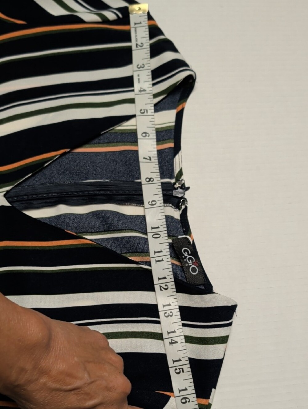 Striped V-Neck Long Sleeve Maxi Dress in Black, White & Tan - Picture 5 of 10
